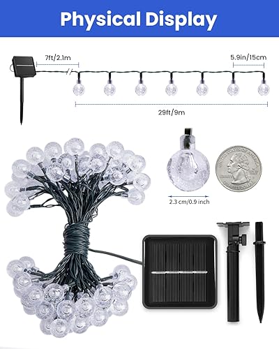 Miniatura 2 de Brightown Luces de Cadena Solares para Exteriores 60 LED 35.6 Pies Impermeables Luces de Patio con Energía Solar con 8 Modos de Iluminación para