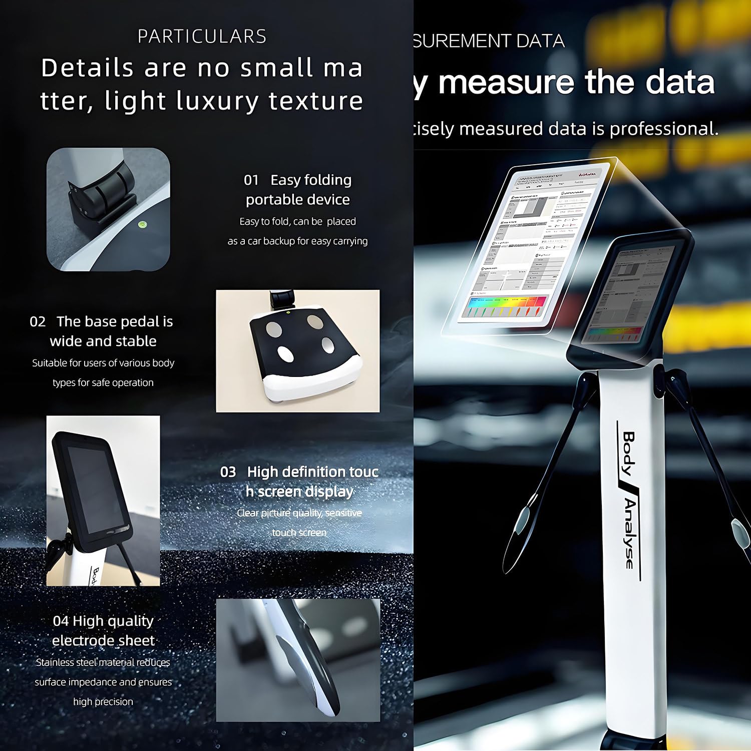 Scanner professionale per il monitoraggio della salute, analizzatore di grasso, scanner per la composizione corporea, strumento di monitoraggio, sincronizzazione WiFi, stampa in tempo reale