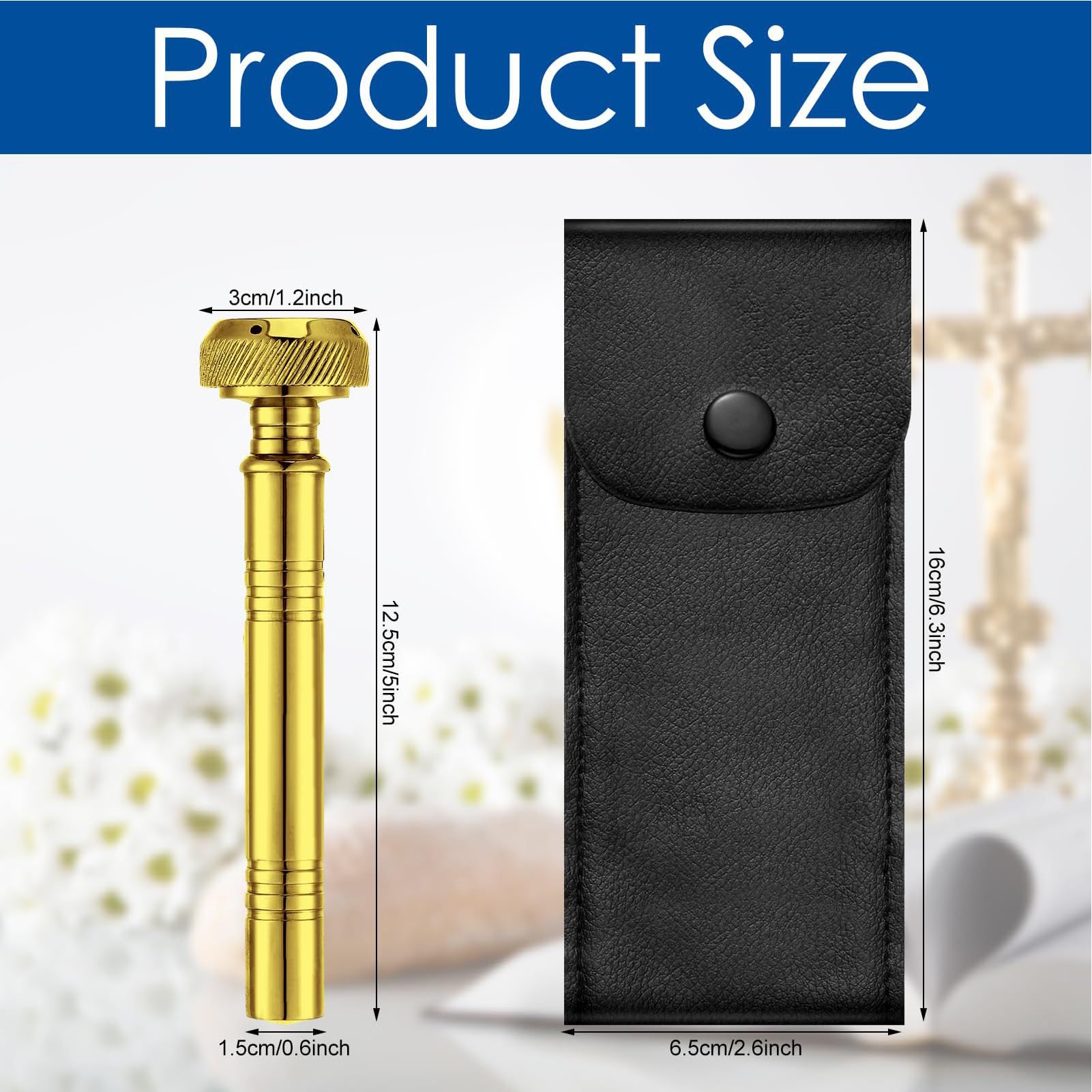 Contenedor de | Dispensador de con aspersor religioso portátil | Soporte para líquidos de 5 pulgadas Herramienta Aspergillum | Accesorio de bendición ideal para ceremonias de