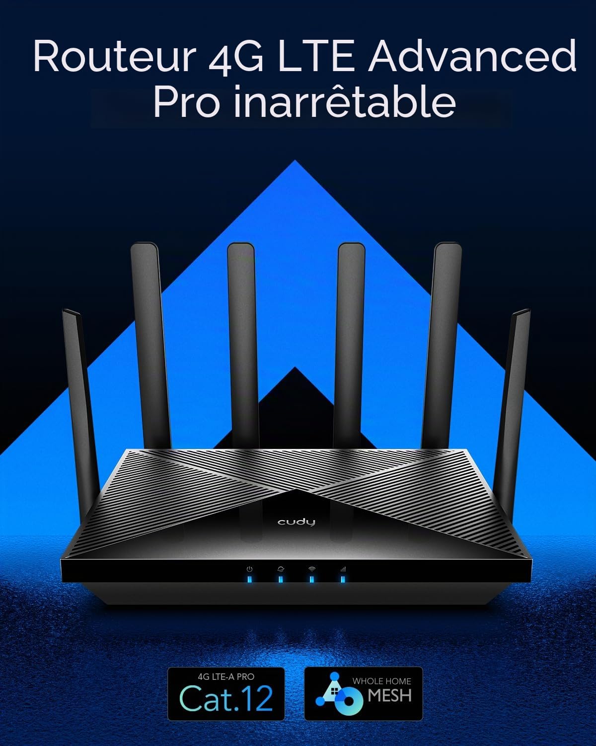 Cudy Routeur WiFi 4G LTE Cat 12, routeur Modem LTE, routeur cellulaire Double SIM 4G, Wi-FI Double Bande AC1200, 4 Ports Gigabit, OpenVPN, WireGuard, Verrouillage de Bande, TTL, à la Commande, LT12