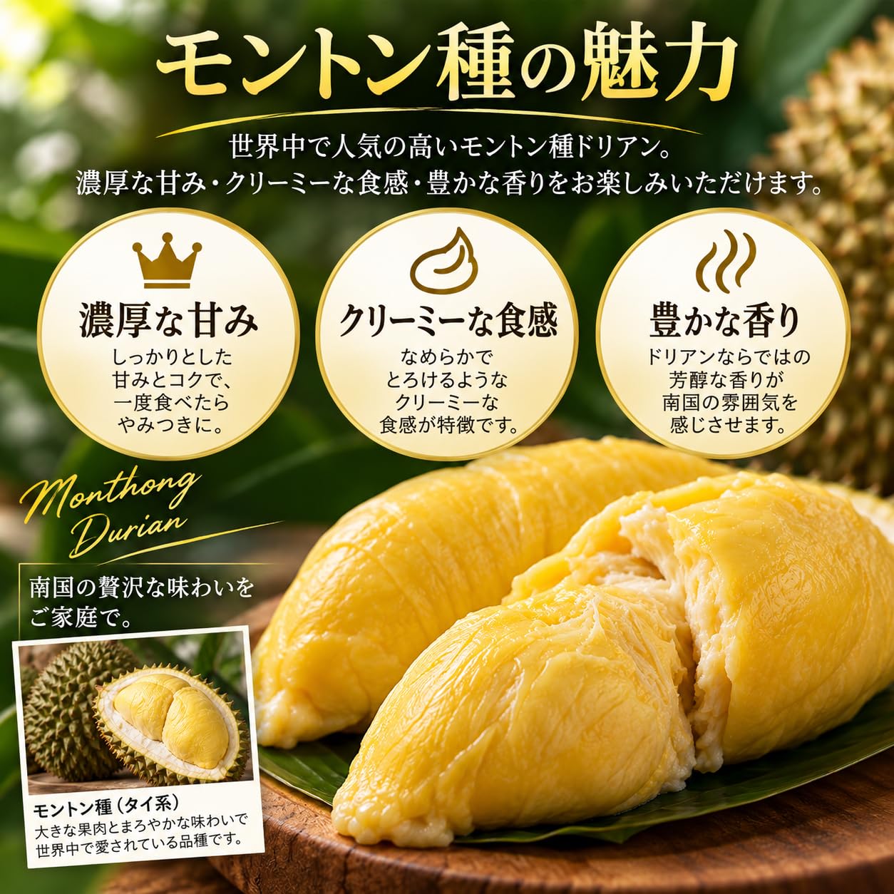 Amazon.co.jp: 冷凍ドリアン モントン種 濃厚味わい 種が小さい