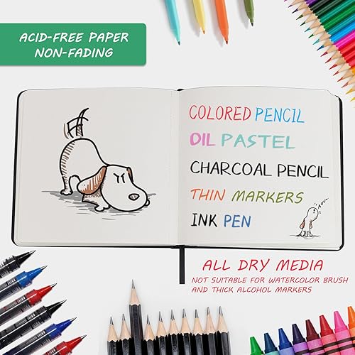 Miniatura 3 de Cuaderno de bocetos de tapa dura, cuaderno de bocetos cuadrado con papel de dibujo grueso de 120 libras200 GSM, 120 páginas60 hojas, bloc de bocetos