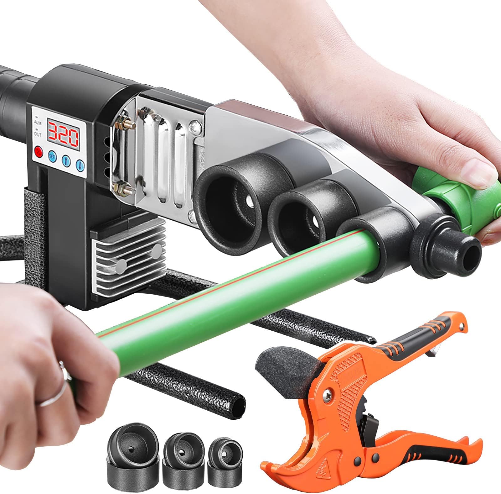 Pipe Fusion Welding Machine, Digital Display Ppr Welding Machine (100-320℃), For Welding (20-32 MM / 20-63 MM) PPR/PE/PP Pipe, With Scissors, 2.7 M Anti-Scalding Wire,63#