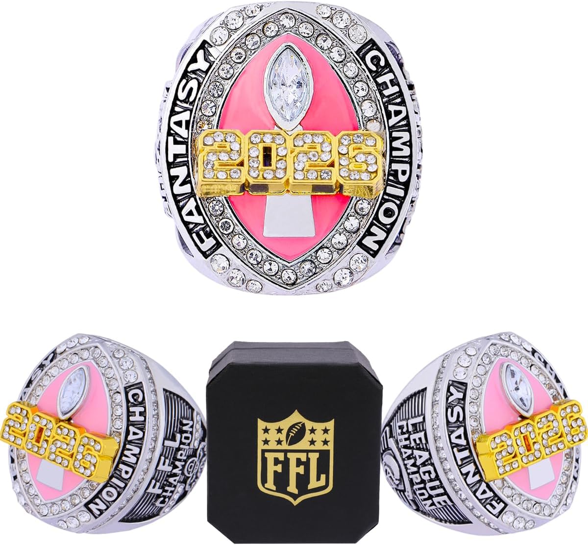 2026 Fantasy Football Championship Ring Heavy FFL Champion Trophy Ring Award Trophy for Fantasy Football League Winner