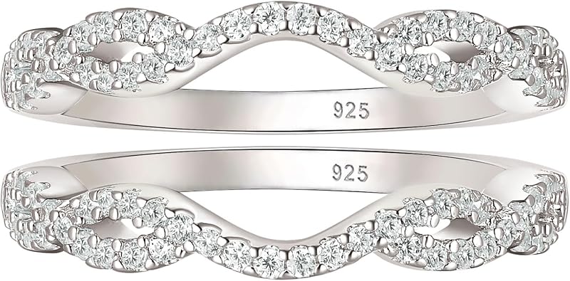 Wuziwen Twisted Infinity Ring Enhancer for Engagement Rings 2 Pieces Wedding Bands for Women 925 Sterling Silver Stackable
