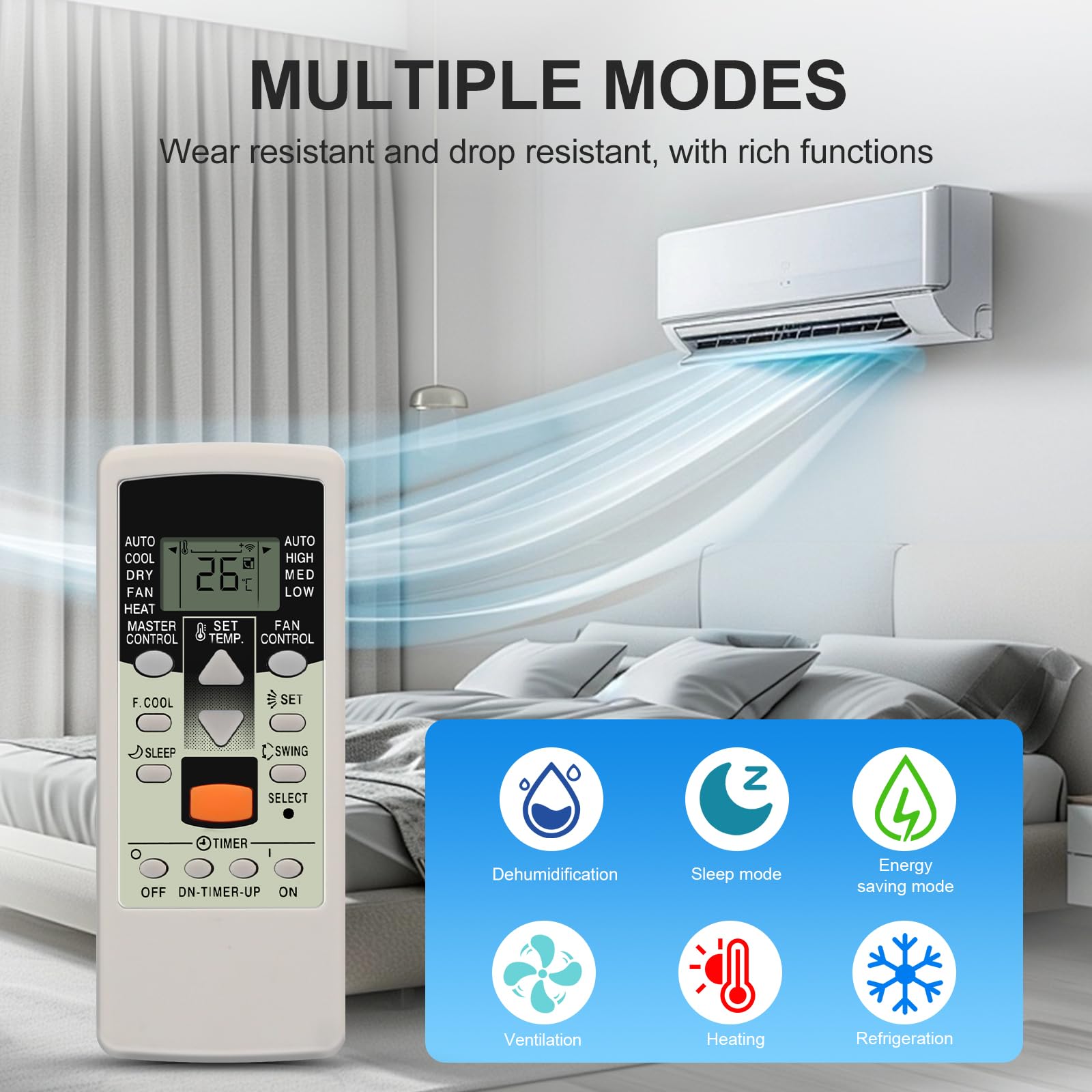Mando Universal Aire Acondicionado para Fujitsu, Mando Aire Acondicionado fujitsu, Bomba de Calor, Inverter Compatible con Aires Acondicionados Fujitsu y General — view 7