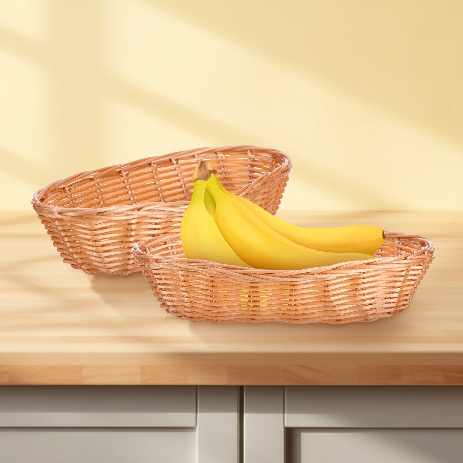 GALPADA cestas de Pan para Servir, cestas de Frutas, cestas Tejidas para Alimentos, 10 Piezas, plástico de imitación de ratán, para Restaurante y cafetería Reutilizable