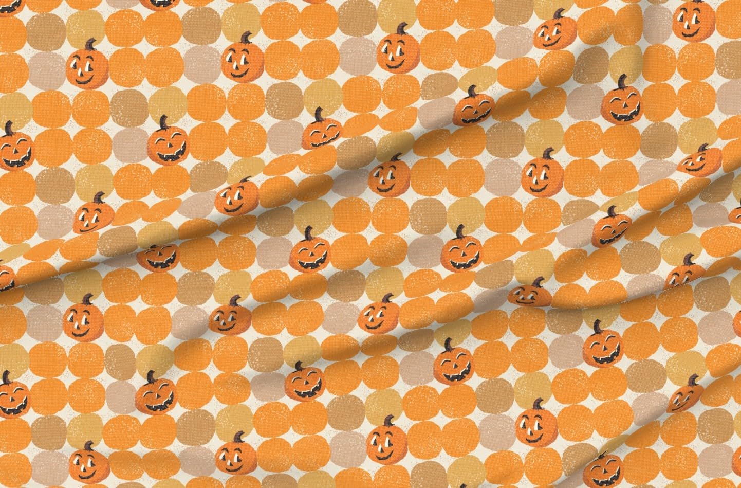 Spoonflower Fabric - Retro Halloween Vintage Fall Pumpkin Texture Trick Or Treat Jack O Printed on Petal Cotton Fabric Fat Quarter - Sewing Quilting Apparel Crafts Decor