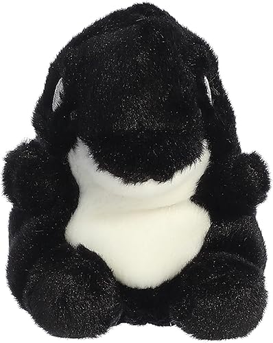 Aurora® Adorable Palm Pals™ Juneau Orca™ Animal de peluche, diversión de bolsillo, juego sobre la marcha, negro, 5 pulgadas