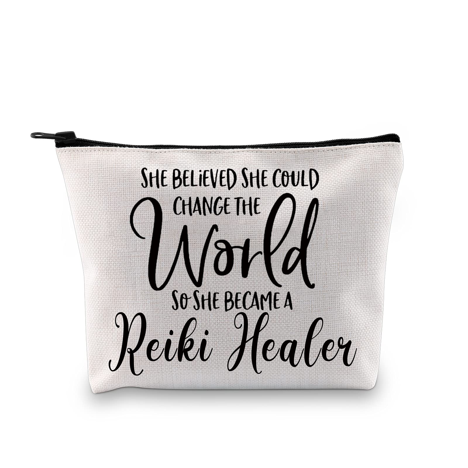 G2TUP Reiki Healer Thank You Gift She Believe She Can Change The World So She Became A Reiki Healer Cosmetic Bag, She Became A Reiki Healer White Bag