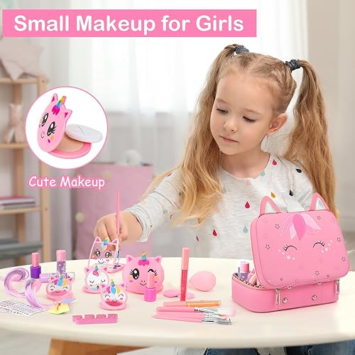 Miniatura 2 de Heaning Maquillaje lavable para niños, kit de maquillaje real para niños, juego de maquillaje para niños pequeños, disfraz de princesa, regalos de