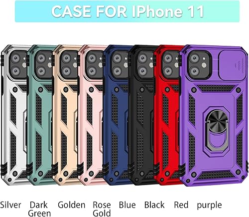 Miniatura 9 de Hitaoyou Funda para iPhone 11 con funda para cámara y soporte, grado militar, a prueba de golpes, resistente funda magnética para iPhone 11, color