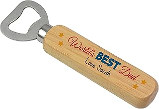 PERSONALISED Worlds Best Dad Wooden Bottle Opener Gifts for Dad, Daddy, Grandad - Fathers Day Gift Ideas - ANY NAME Bottle Opener Gifts from Son Daughter