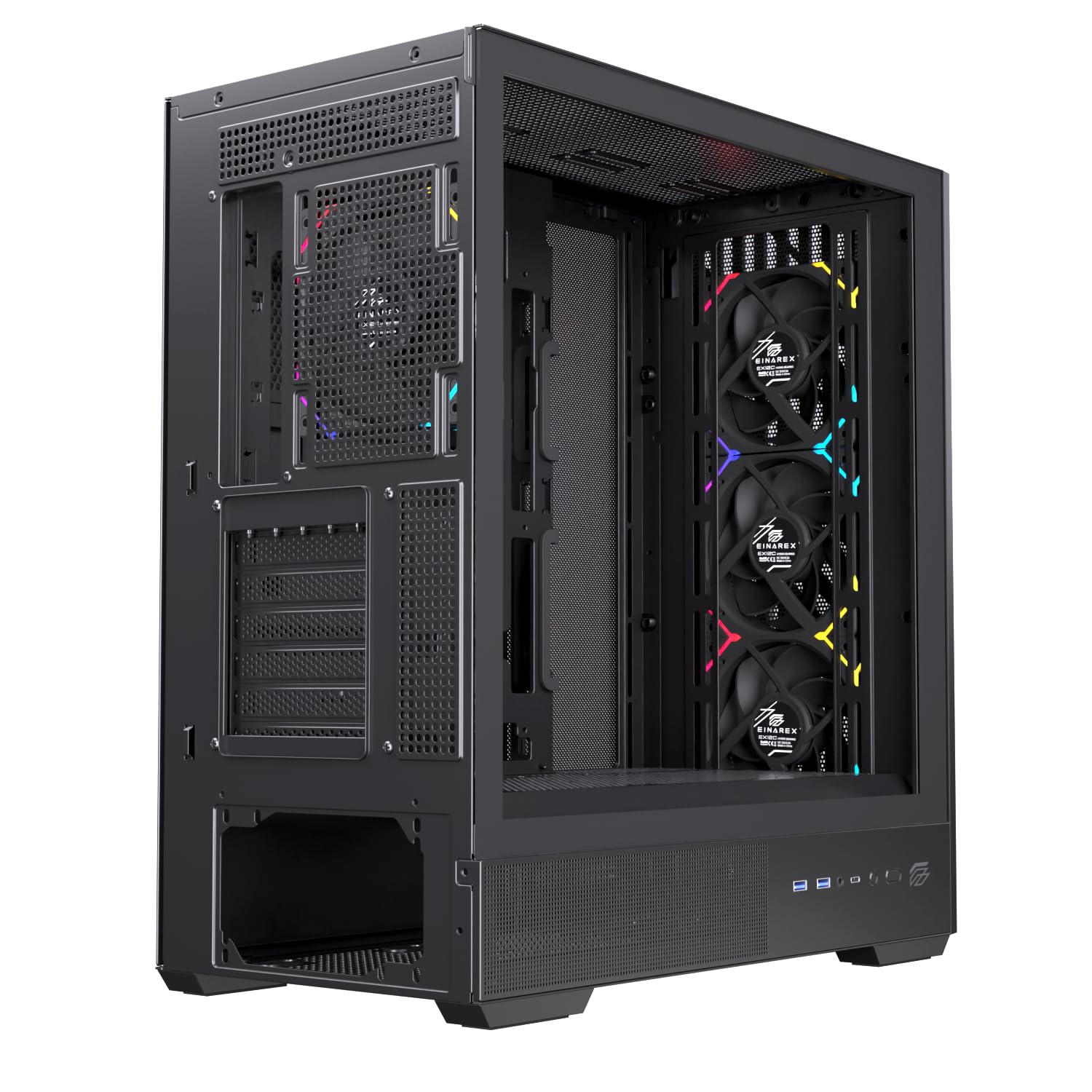 Pulse P800 RGB Caja de PC para Gaming, Soporte para 13 Ventiladores de 120mm, Refrigeración Líquida hasta 360mm, Panel Lateral de Vidrio (RGB Negro)