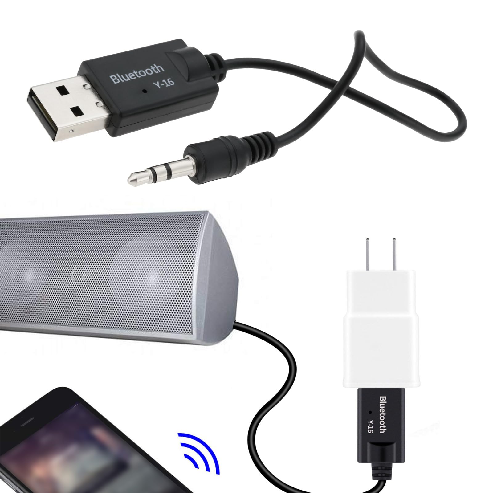 in-Car USB 3.5mm Audio Male Jack for Galaxy & Tabs Android Phones, Aux Music Charging Interface Adapter Compatible with BMW Mini Cooper IDRIVE