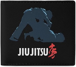 Brazilian Jiu Jitsu Leather Wallet Slim Bifold Wallets Front Pocket Mini Purse Pocket with ID Window