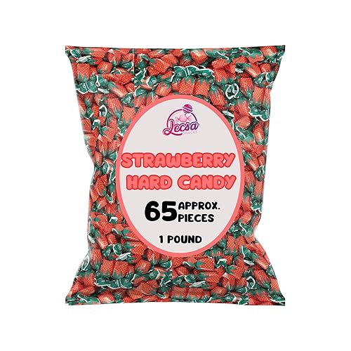Caramelo duro relleno de fresa a granel  Caramelo clásico  Bon de fresa envuelto individualmente  Lecsa Specialty Snacks (1 libra)