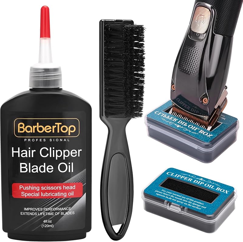 Óleo lubrificante para lâminas de máquinas de corte BARBERTOP com caixa aplicadora e escova