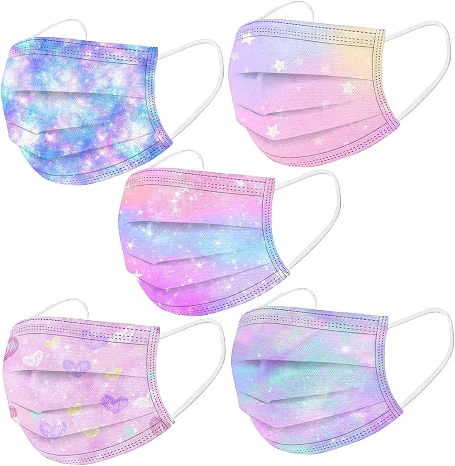 YUESUO 50PCS Kids Face_Mask Children 3Ply Earloop Breathable Kids Face_Mask Outdoor School Supplies Boys Girls