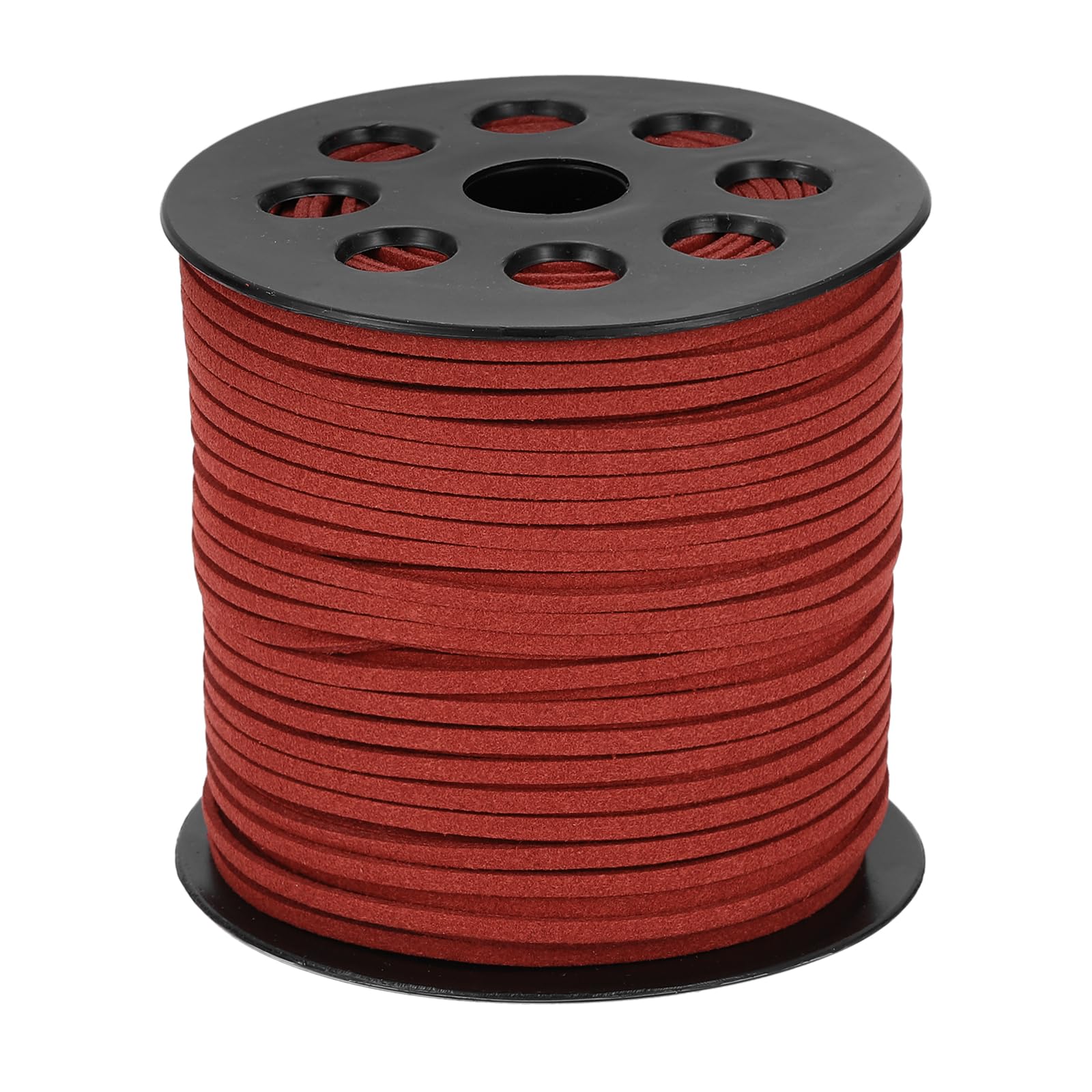 sourcing map 98 Yards x 0.1"(2.6mm) Faux Leather Cord, Flat Suede Cord Leather Strip Braiding String Lace for Jewelry Making Bracelet Necklace Beading Making DIY Crafts, Burgundy