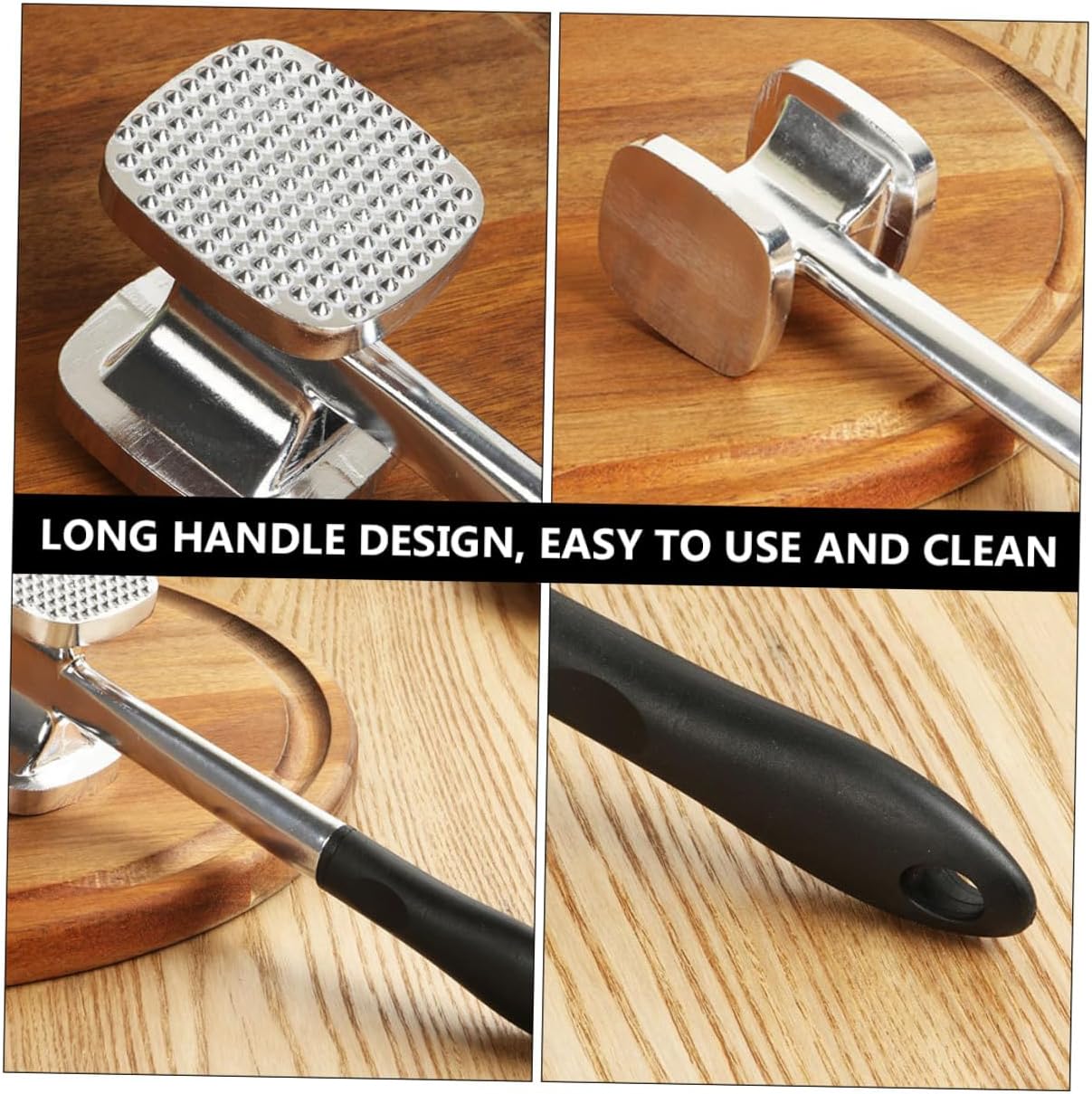 Double-sided Aluminum Meat Mallet for Tenderizing Beef Steak Practical Lightweight Alloy Hammer with Non-slip Handle Kitchen Tool for Efficient Meat Preparation
