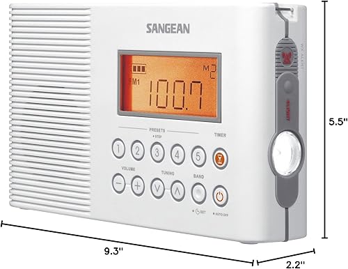 Miniatura 8 de Sangean H201 Radio de ducha AM/FM impermeable, radio de alerta meteorológica, color blanco