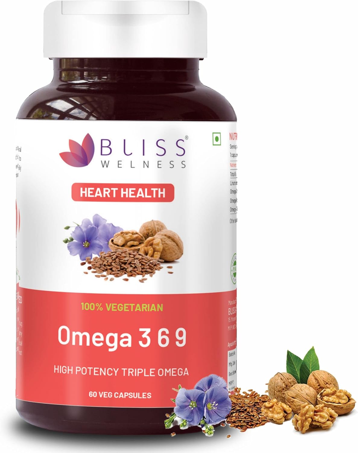 Bliss Welness Pure Omega 3 6 9 ALA (Omega 3) 500MG LA
