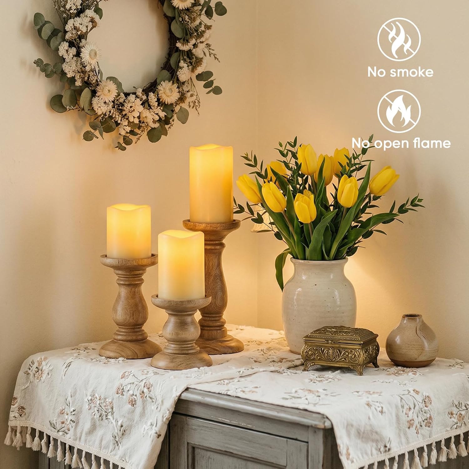 Amagic Waterproof Outdoor Flameless Candles with Timer, Battery Operated Candles with Remote Control, Electric LED Pillar Candle for Outside Patio, Garden, Wedding Decor, D3 x H4 5" 6", Set of 9