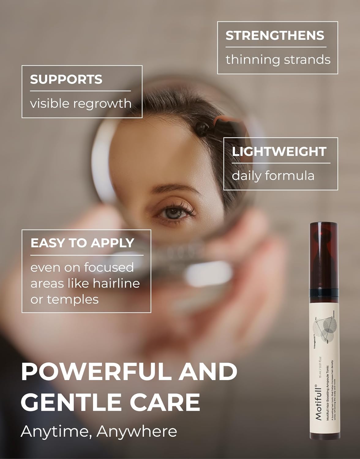 Motifull Hair Boosting Ampoule Tonic | Hair Growth Treatment for Hair Thinning & Hair Regrowth | Lightweight Scalp Serum for Women & Men | Scalp Treatment for Hair Growth | 0.51 fl. oz.