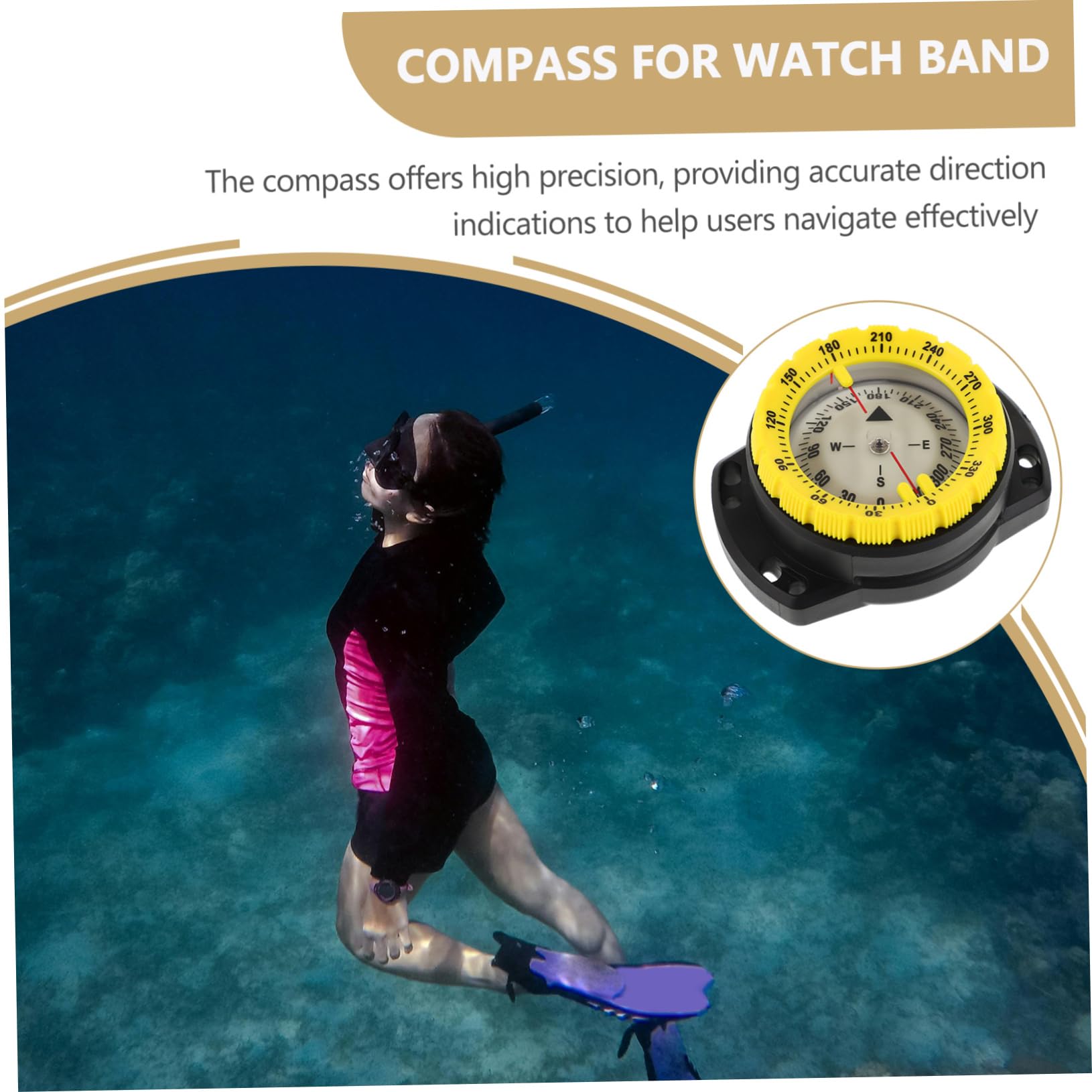 Happyyami Reloj con Brújula de Buceo Brillante la Oscuridad Correa de TPU Amarilla para Deportes Acuáticos Senderismo Supervivencia