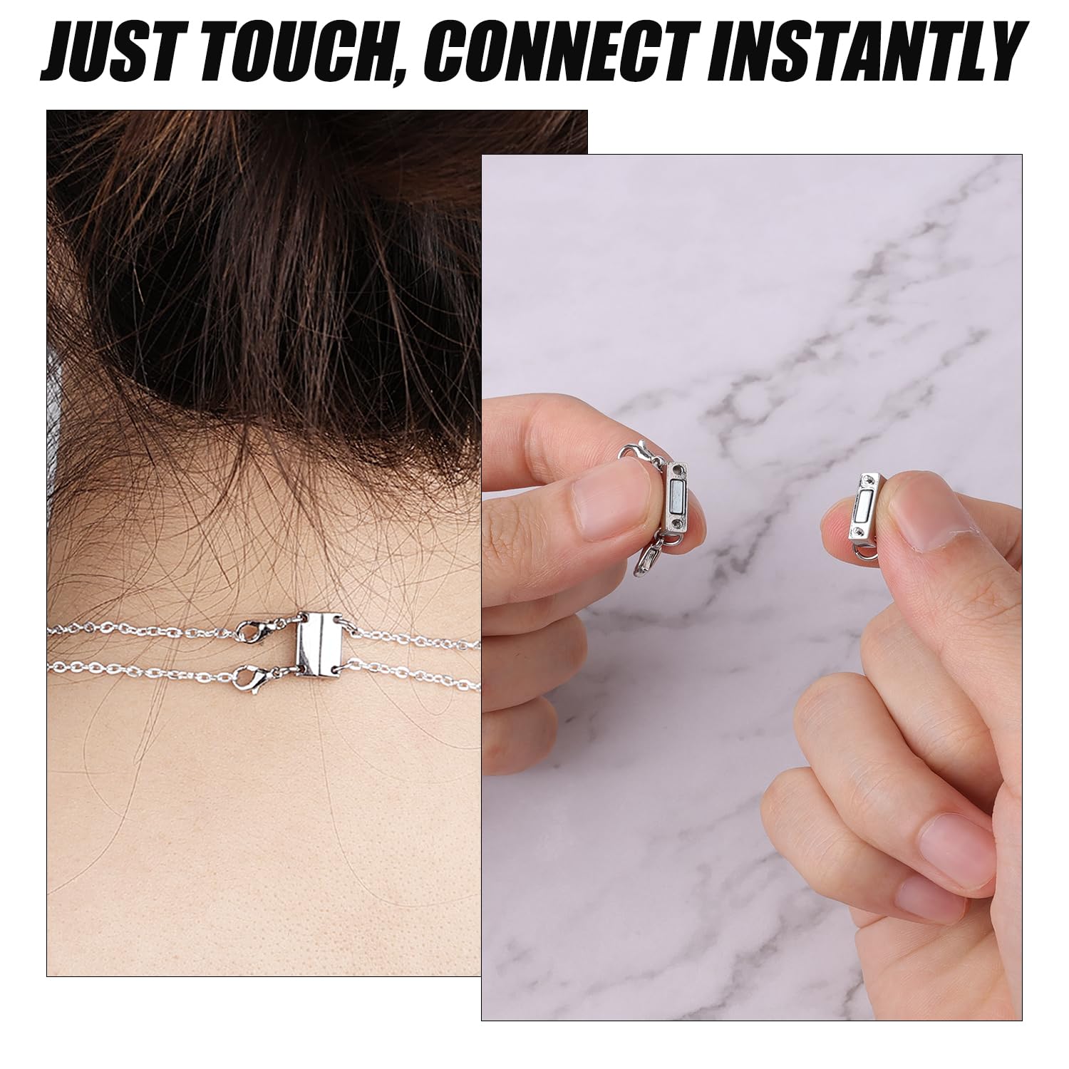 Connettori Magnetici Per Collane A Strati - Chiusura Sicura, Anti-Groviglio, Argento - Foto 8