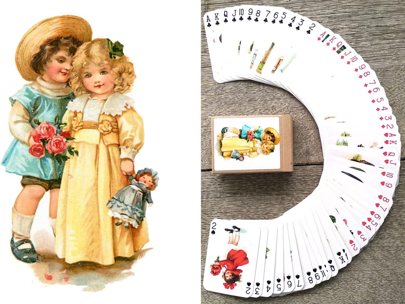 Happy Kids Playing Cards (Poker Deck 54 Cards All Different) Vintage Retro Valentine Day Greeting Cards