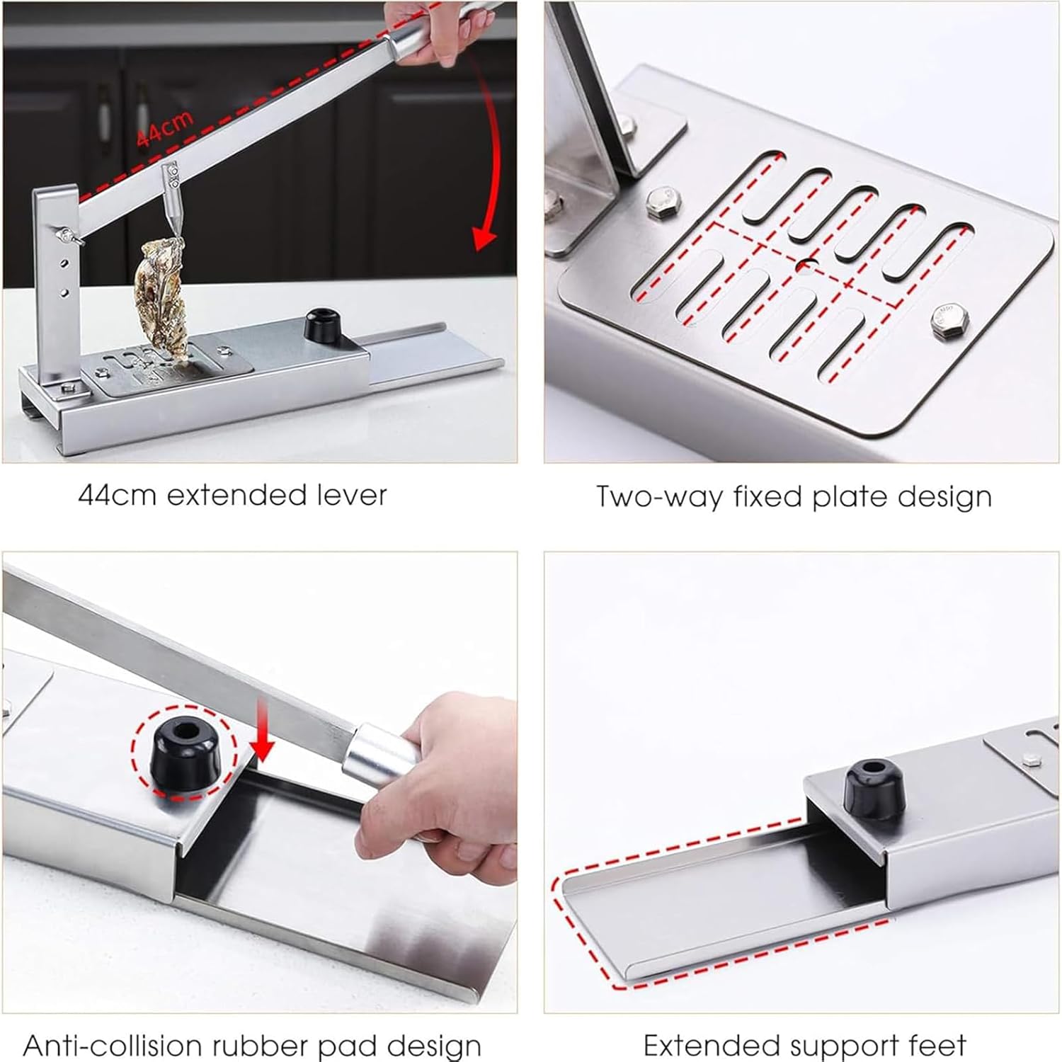Oyster Shucking Machine, Oyster Shucker Tool Set, 3-Stage Adjustable/Save Effort/2-way Fixed Plate Design/Anti-Collision Rubber Pad Design, for Seafood Market Restaurant