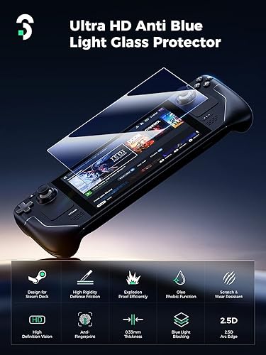 Miniatura 2 de 3 Pack Screen Protector Compatible with Steam Deck, Ultra HD Glass Protector Anti-blue light 9H Hardness Easy to Install with Guiding Frame Scratch