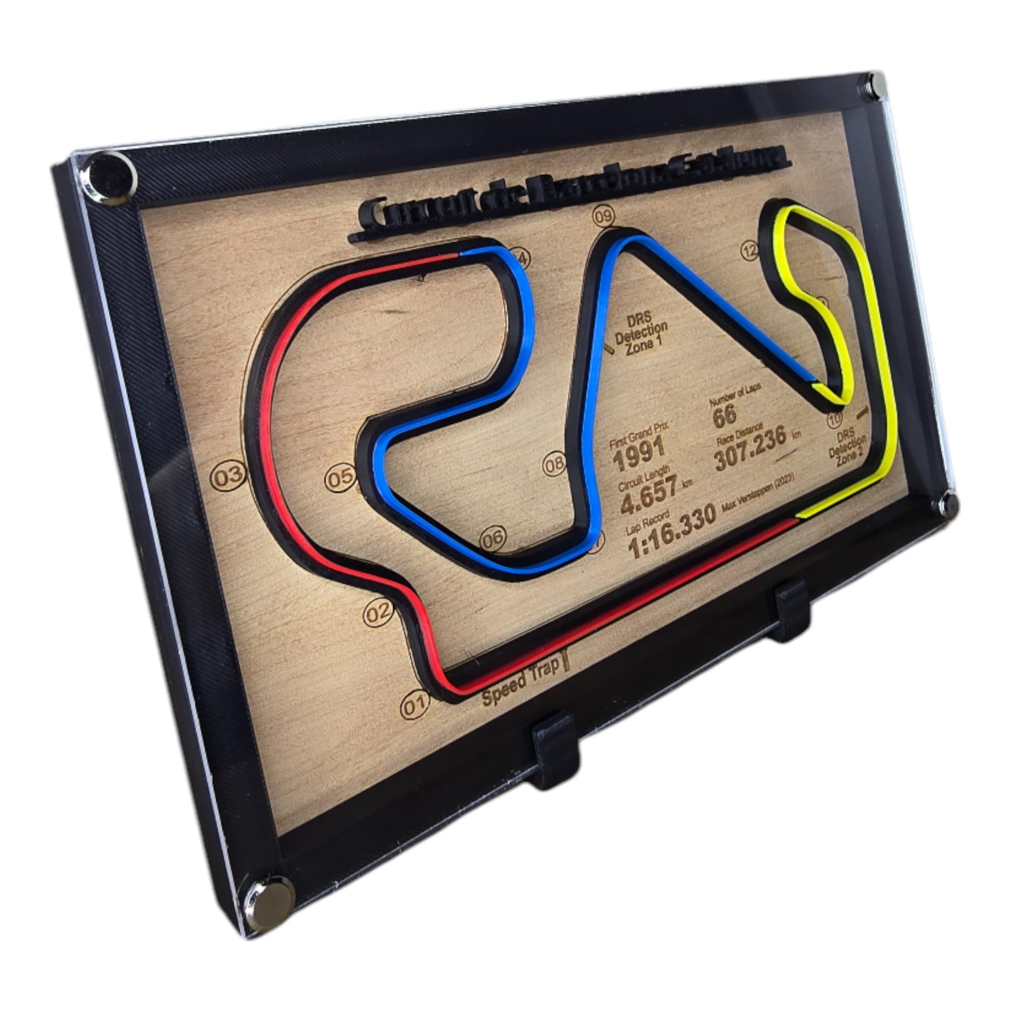 Barcelona Spain F1 Race Track Circuit Layout Display.