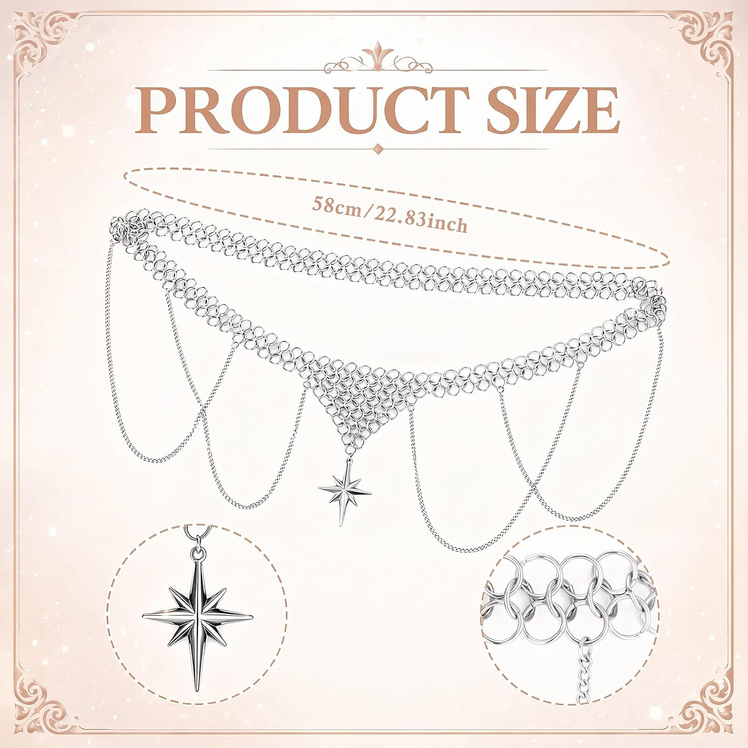 Medieval Chainmail Headpiece with Pendant Elven Elf Head Chain image 2