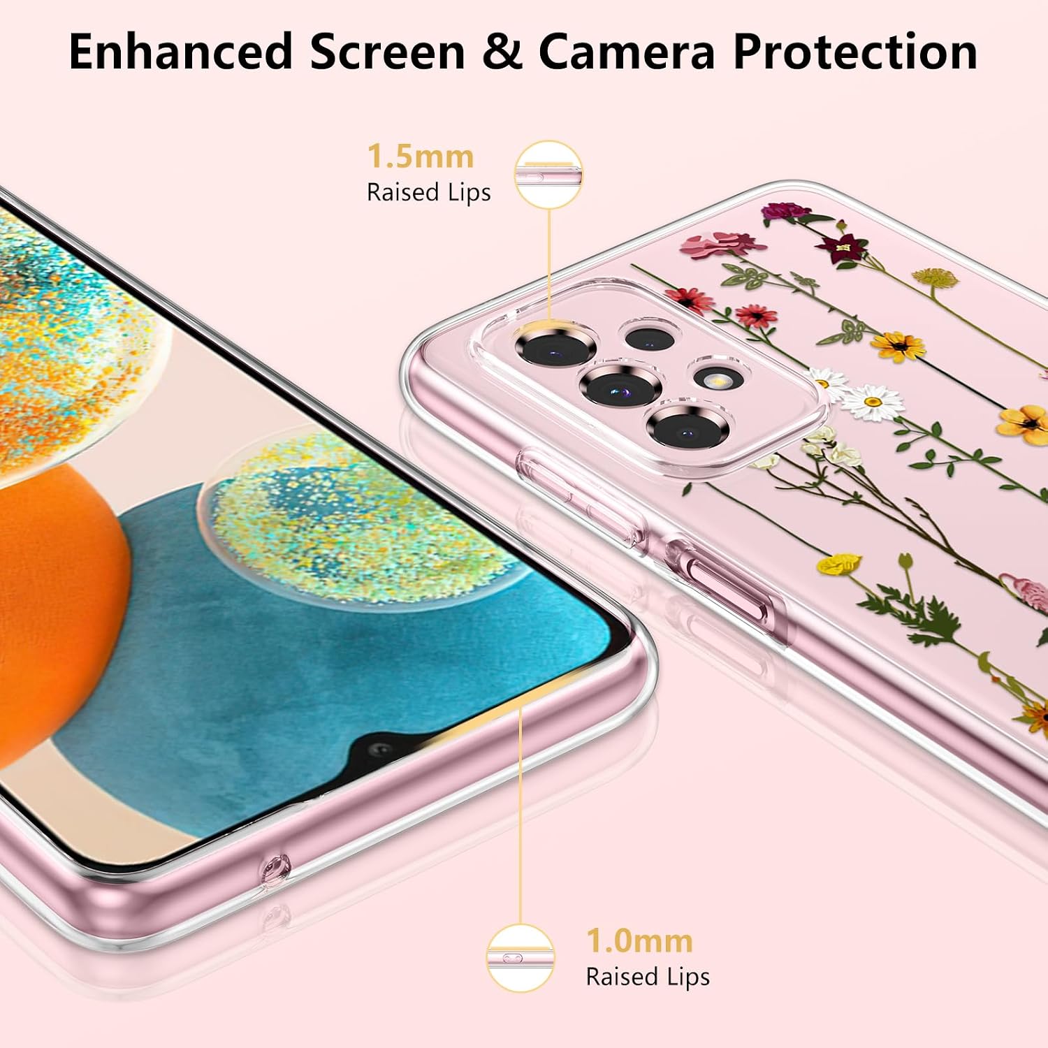 ZTOFERA Floral Case for Samsung Galaxy A53 5G,Cute Flower Pattern,Clear image 3