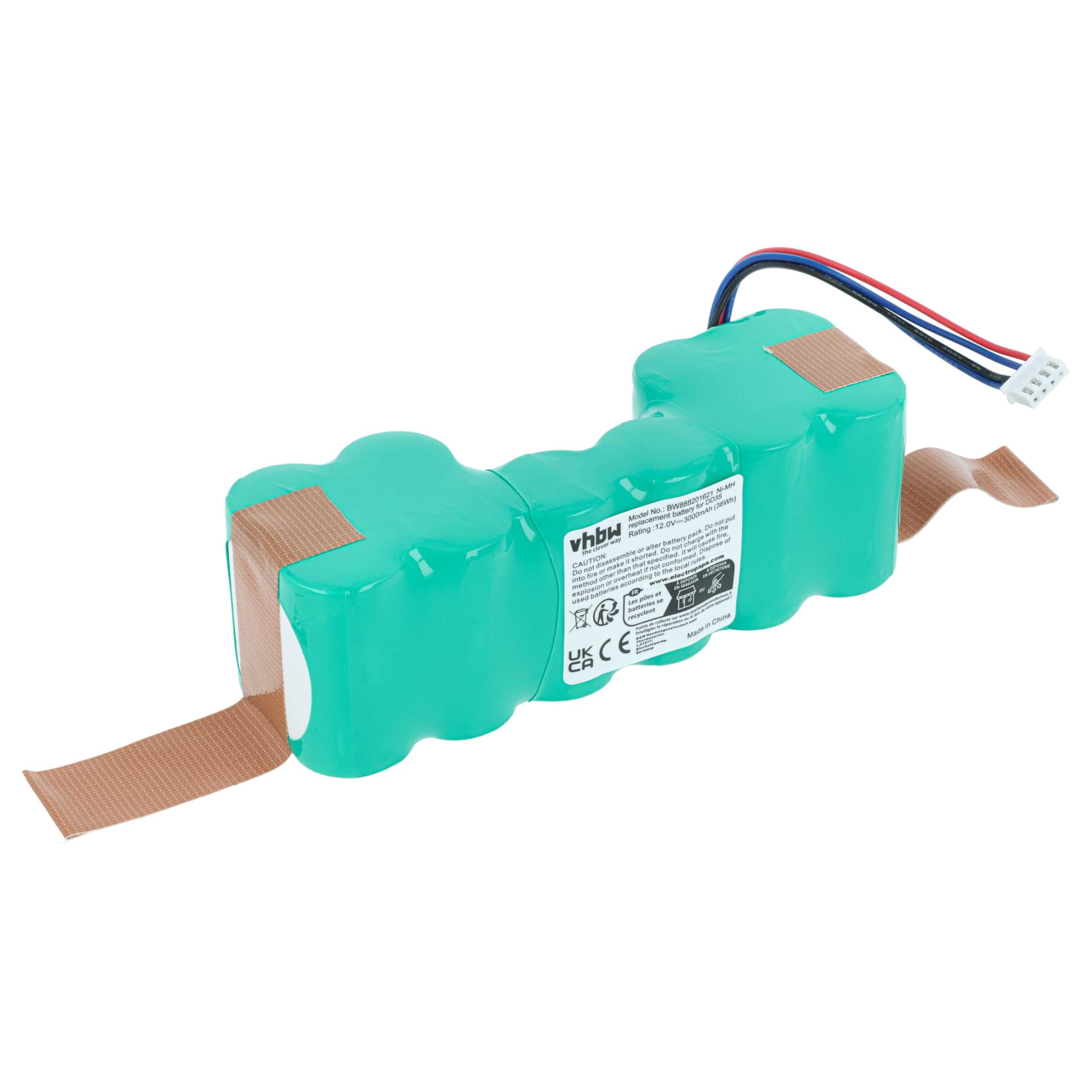 vhbw Zapasowa bateria kompatybilna z Ecovacs Deebot M88, 900, 600, 700 odkurzacz domowy (3000 mAh, 12 V, NiMH)