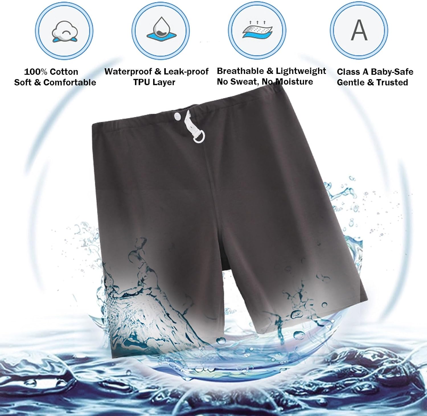 Reusable TPU Waterproof Incontinence Pants for Adults Leak Proof Washable Patient Care Long Pants for Elderly(Gray,2XL) - Image 3