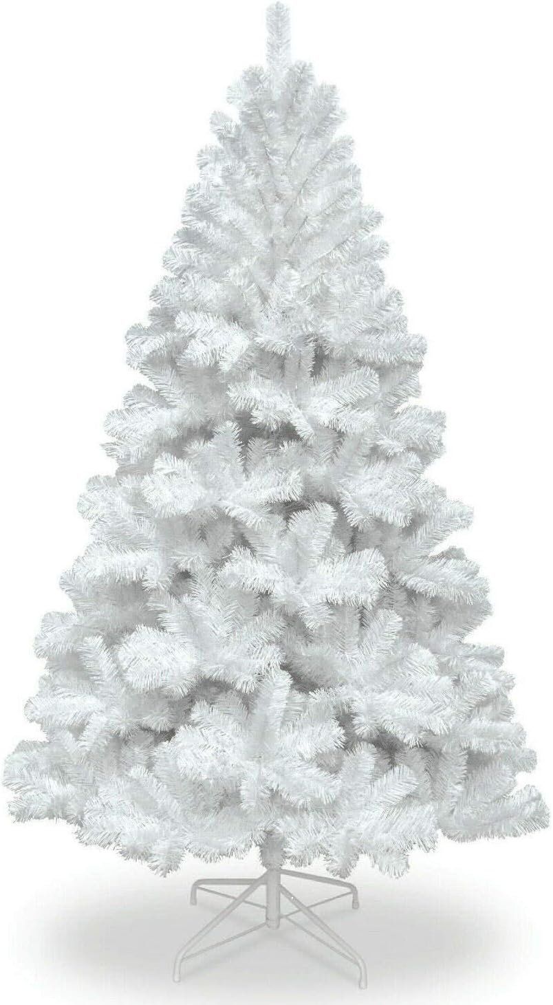 SHATCHI 7ft Alaskan Pine Snow White Christmas Bushy Looking Artificial Tree with Metal Stand Xmas Home Decor 210cm, PVC, 7 feet