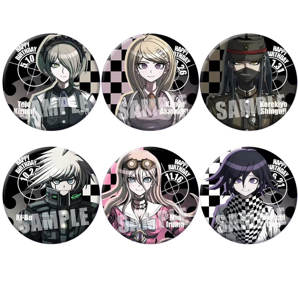6 Danganronpo Tinplate Badge Anime Figure Brooch Cool Pins, Metal, Danganronpo Cosplay Accessories