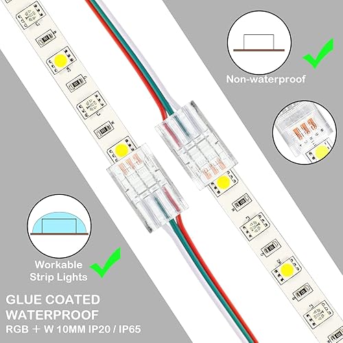 Miniatura 3 de Zhengmy Paquete de 20 conectores de tira LED sin soldadura transparentes para riel de iluminación, conector de pin LED, con tira de luces de