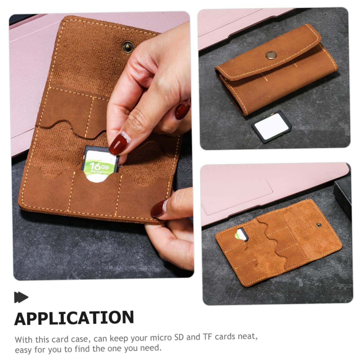 KALLORY 2pcs Pu Retro Memory Card Storage Case Slots Lightweight and Compact Holder for Cards and Organizer for Safe Keeping