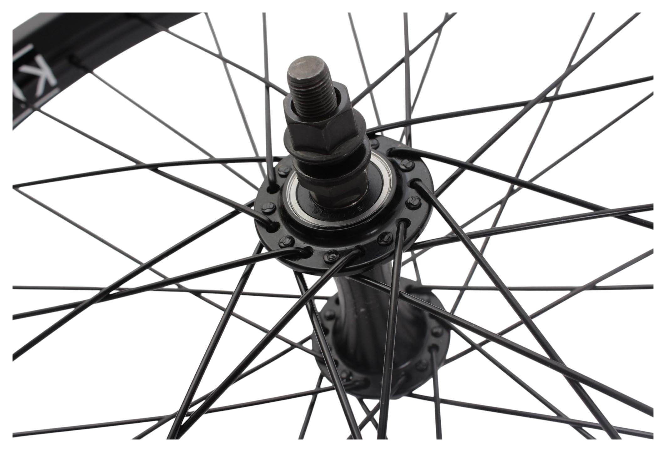 KHE MVP DD BMX Rueda delantera de 20 pulgadas – Eje CrMo de 10 mm – Llanta de doble cámara – Rodamiento industrial – 36 agujeros – Negro – Rueda delantera BMX