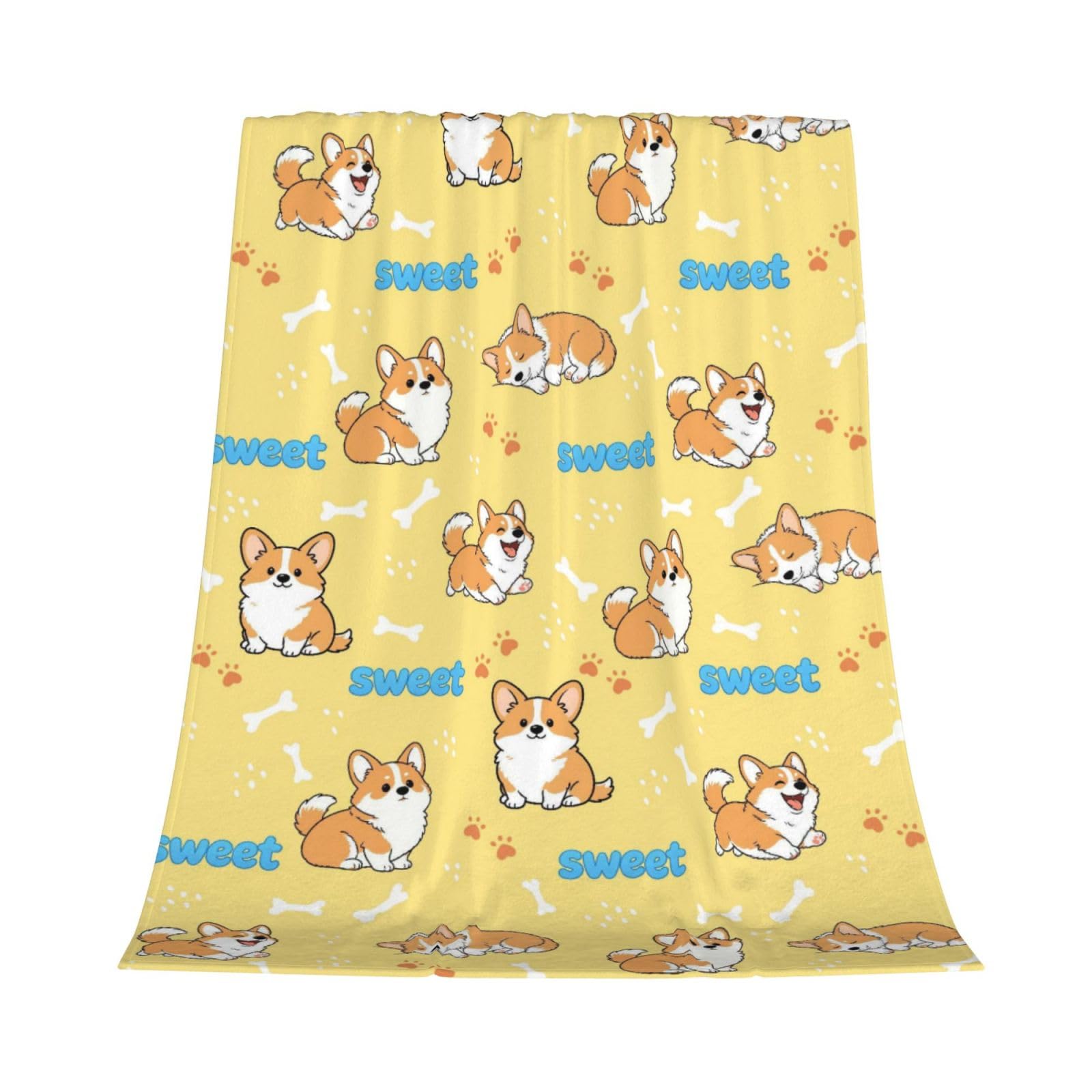 GardEssere Corgi Blanket Throw Cute Highland Cow Gifts for Men Women Flannel Funny Novelty Blankets Soft Lightweight Throws for Sofa Bedding for Adults Kids 100x130 CM — image 1