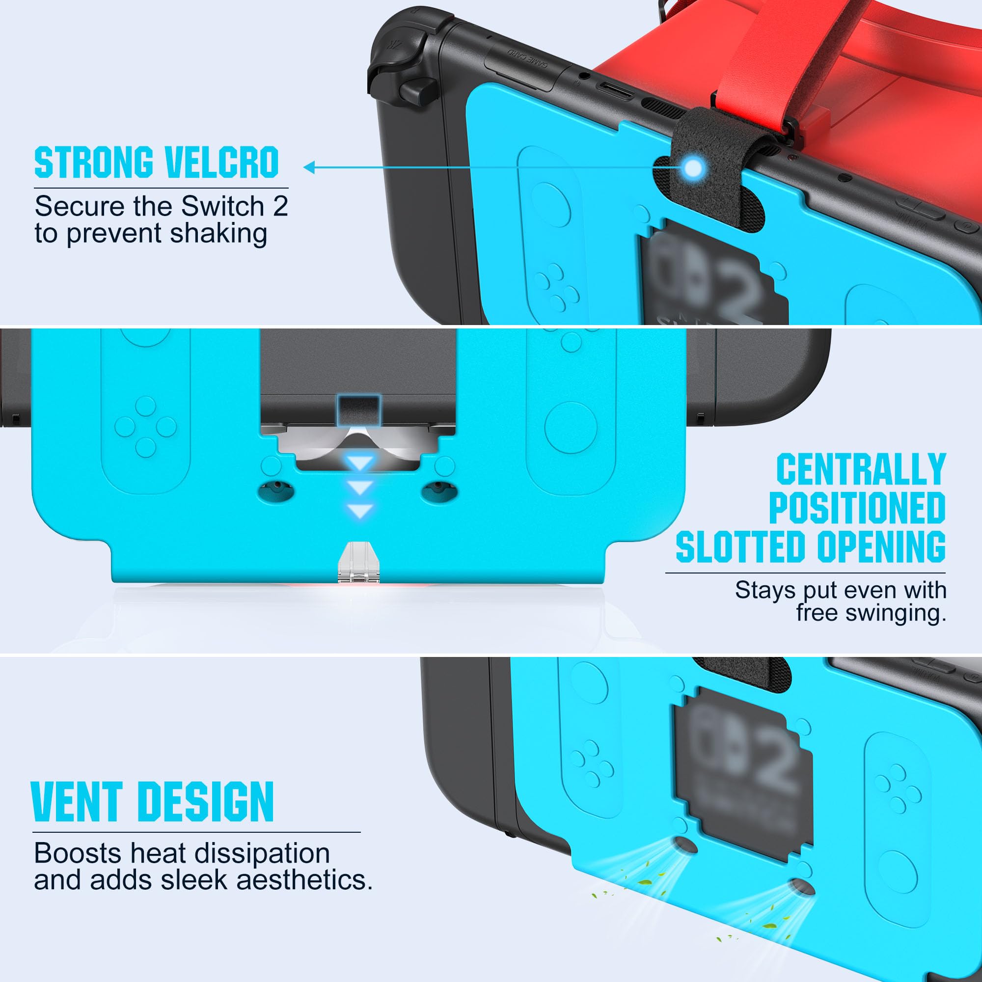 Auriculares VR para Nintendo Switch 2 (2025), lentes HD ajustables y cómoda correa para la cabeza para gafas de realidad virtual SW2, gafas 3D para accesorios Switch 2 (azul rojo)