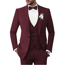Mens Suit 3 Piece Tuxedo for Men Slim Fit Double Breasted Suit Wedding Prom Party Dinner Tuxedo with Tie