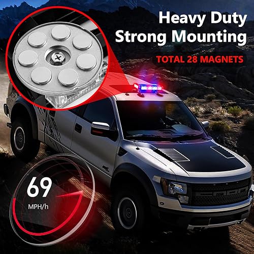 Miniatura 5 de HLauto Barra de luces estroboscópicas de emergencia de 16.8 pulgadas con controlador, luces intermitentes de advertencia de peligro de seguridad en