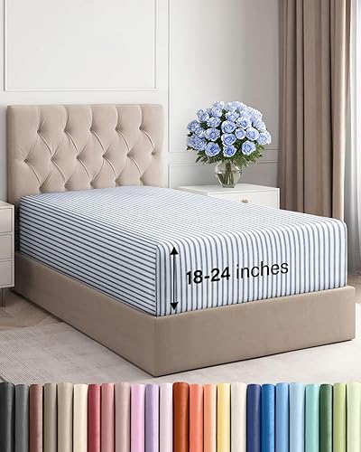 Miniatura 102 de Sábana bajera extra profunda tamaño Queen – Sábana bajera individual de lujo para hotel solamente – Se adapta fácilmente a colchones de 18 a 24