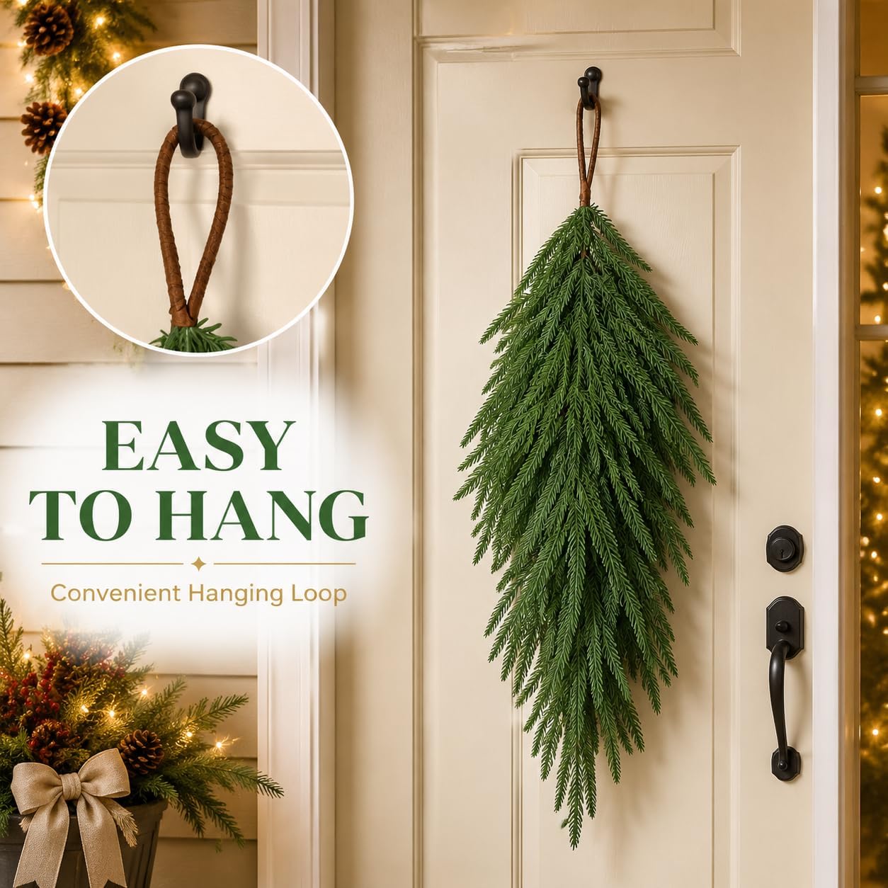 2 Pcs 28" Artificial Christmas Teardrop Swag